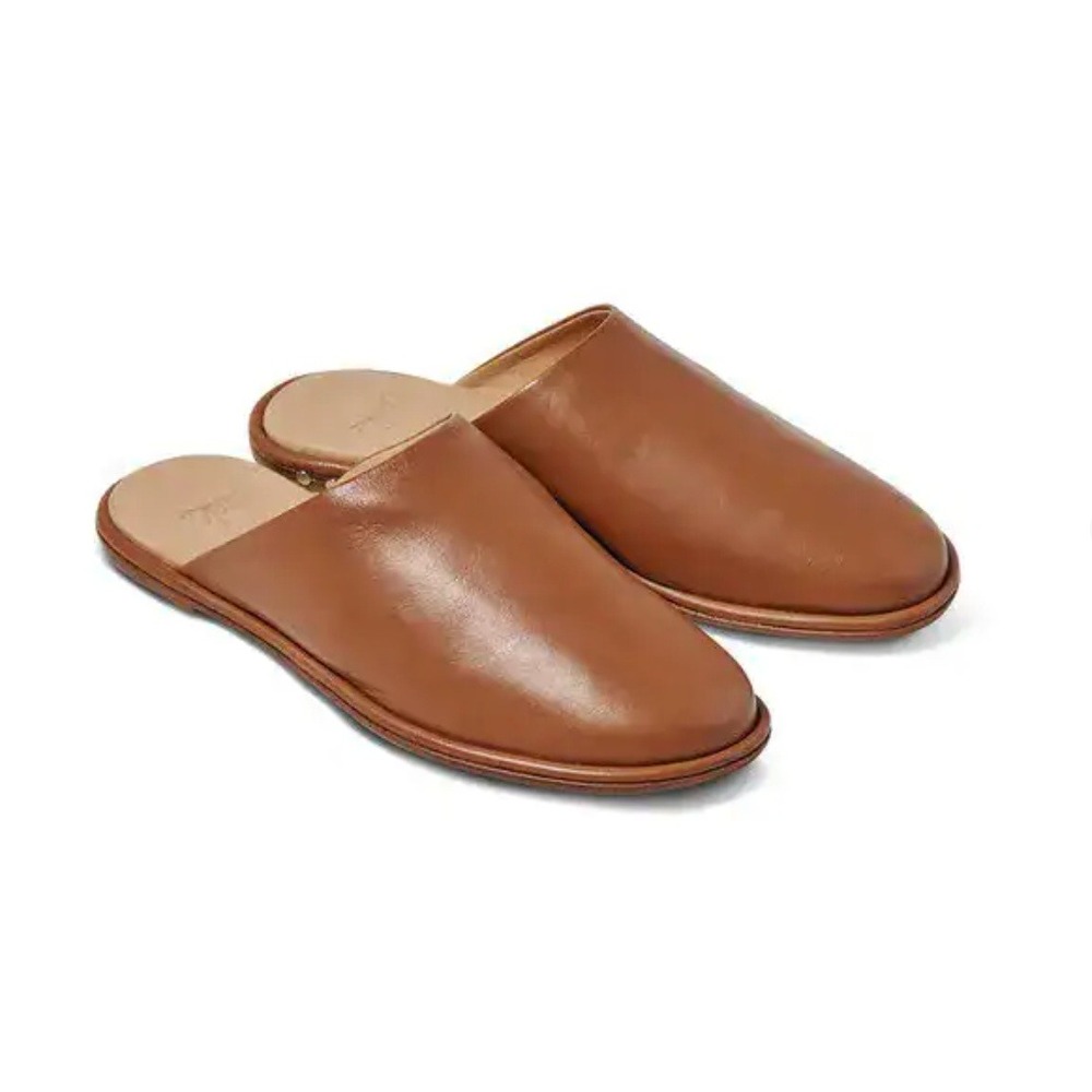 Beek Seagull Leather Flat Mules in Brown sz 7.5